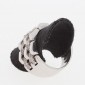 CHIMENTO, collection Double. Bague double maillons mobiles en or blanc 750 ‰ avec diamants -B10508
