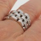 CHIMENTO, collection Double. Bague double maillons mobiles en or blanc 750 ‰ avec diamants -B10508
