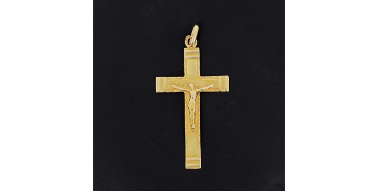 Pendentif croix avec Christ en or jaune 750 ‰ - B10558