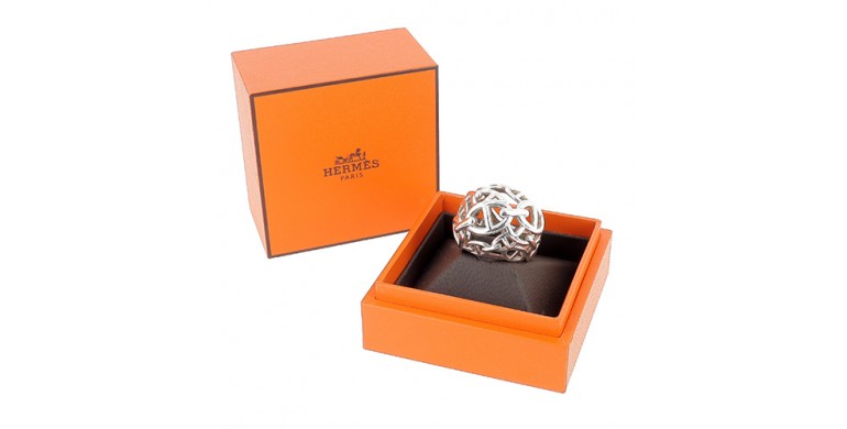 Bague HERMES Chaîne d'ancre enchainée en argent 925 ‰ - B10545