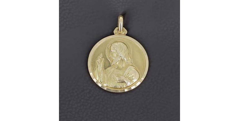 Médaille de baptême « Scapulaire Sacré Cœur et Vierge couronnée »