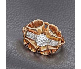 Bague tank en or rose 750/ème et diamants -B10006