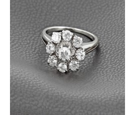 Bague marguerite or blanc 750 ‰ et diamants