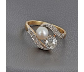 Toi & Moi en or jaune 750‰ perle et diamant