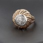 Bague boule en or rose 750 ‰ platine et diamants