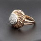 Bague boule en or rose 750 ‰ platine et diamants